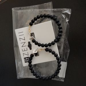 Zenzii Black Beaded Hoops